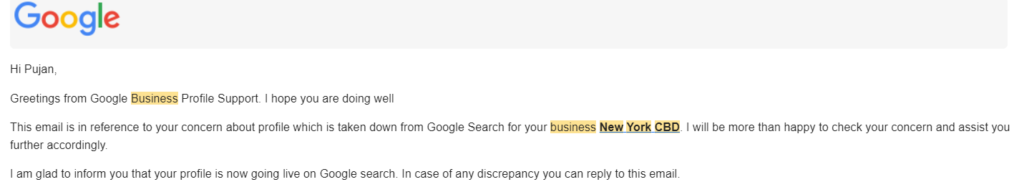 google my business help