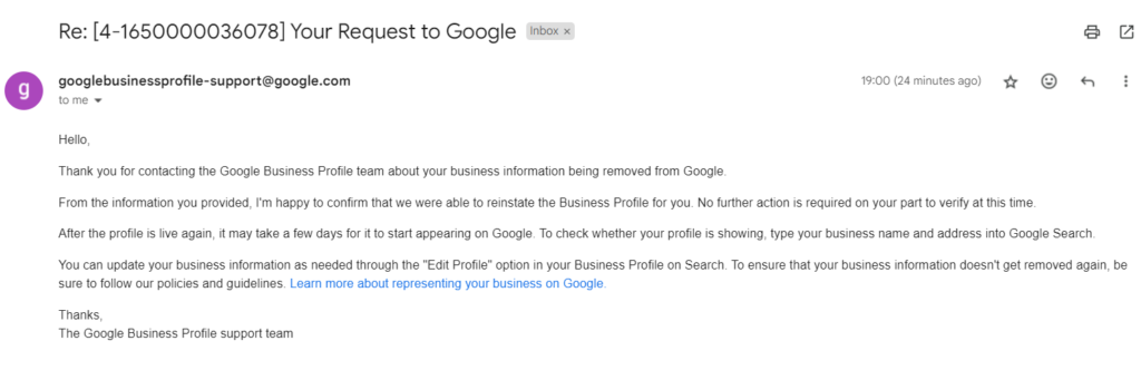 google my business profile listing